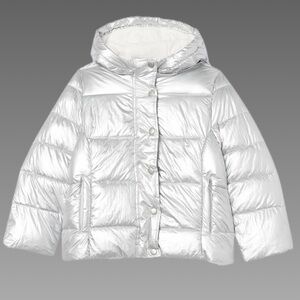 NWT Amazon Essentials Girls Heavyweight Hooded Puffer Jacket Silver XL‎